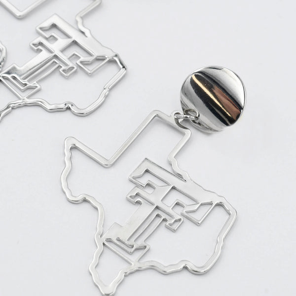 Texas Tech Map Earrings Silver T29