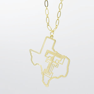 Texas Tech Map Necklace Gold T33