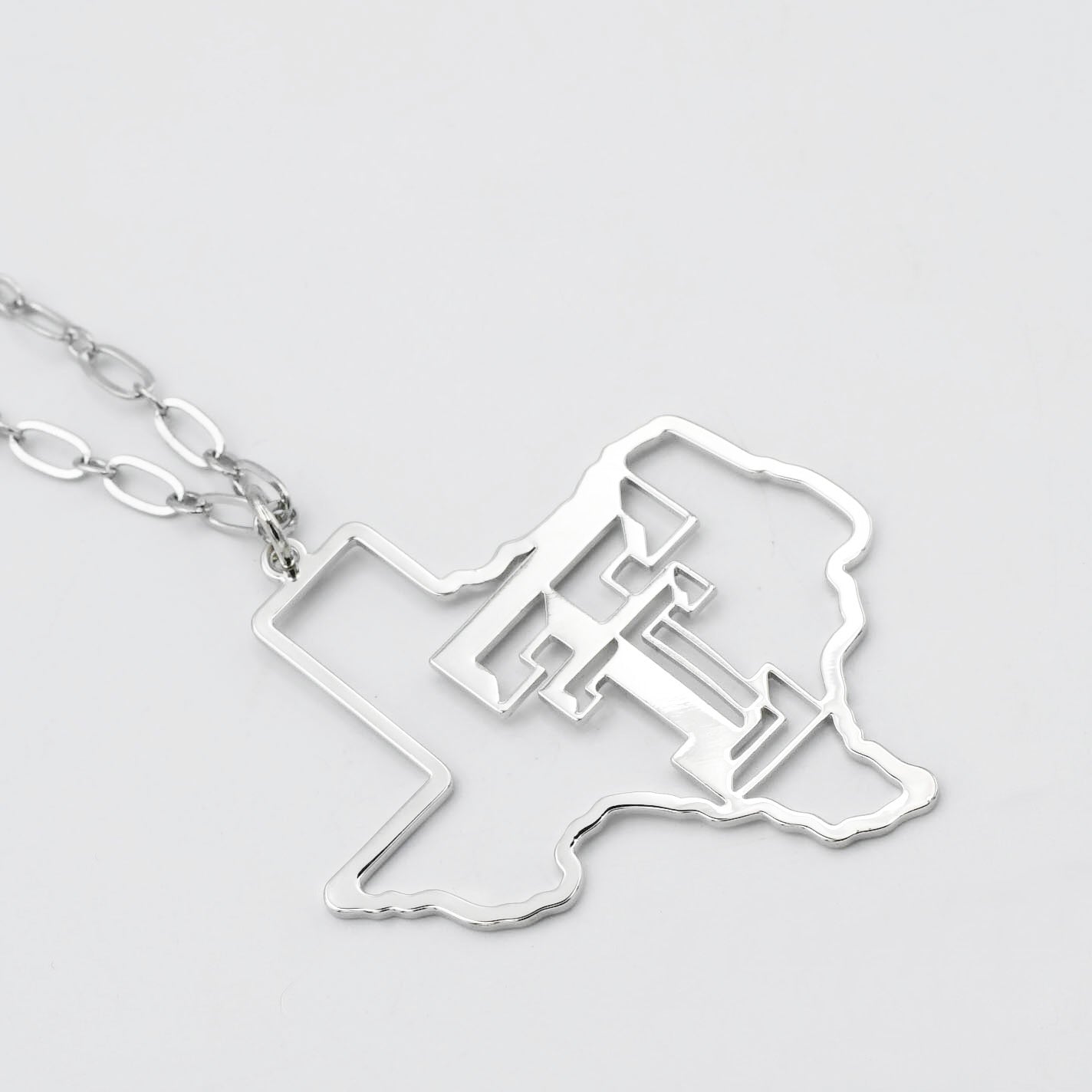 Texas Tech Map Necklace Silver T33