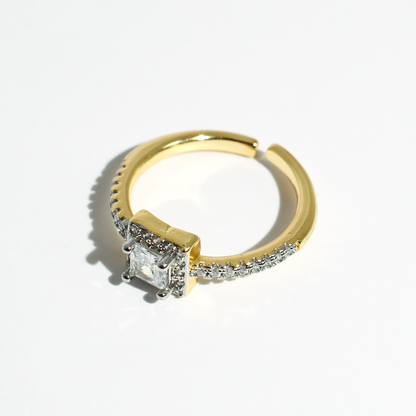 hypoallergenic ring, waterproof ring, tarnish free jewelry, boutique wholesale jewelry, dainty gold ring, gemstone statement ring, sparkly cubic zirconia ring, high quality jewelry gifts, elegant gold plated ring, trendy fashion ring, pastel gemstone ring