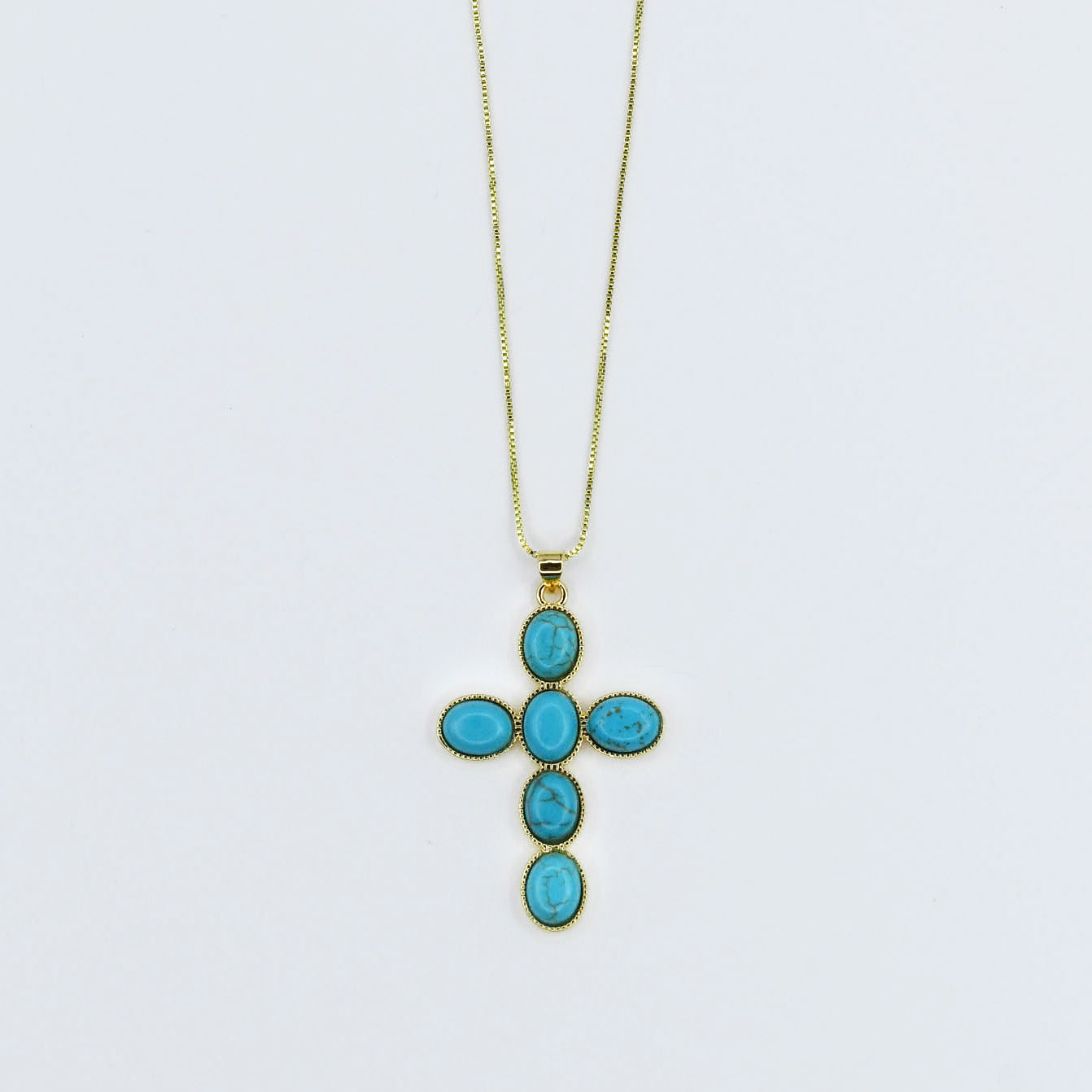 Turquoise Faith Cross Gold Necklace