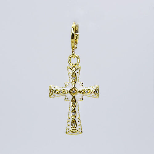 White Cross of Heart Charm CH-277