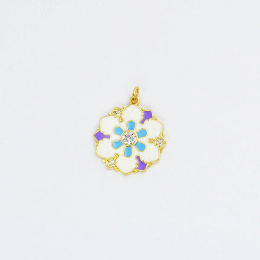 White and Blue Flower Charm CH-129