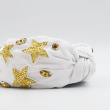 Load image into Gallery viewer, White/Gold Star Headband U42

