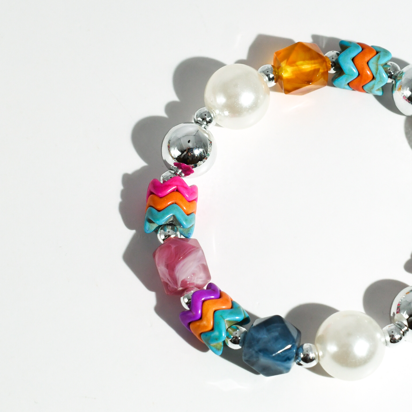 colorful gemstone jewelry, beaded fashion bracelet, gold or silver tone accessory, handcrafted beaded piece, trendy boho chic jewelry, vibrant statement wristwear, artisan handmade design, everyday stackable accessory, fashion jewelry for women, premium jewelry gift idea, boutique style wristwear, elevated modern jewelry