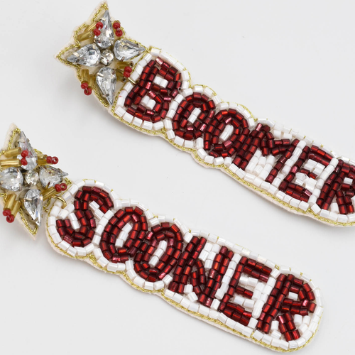 Boomer Sooner Beaded/Jeweled Earrings T24