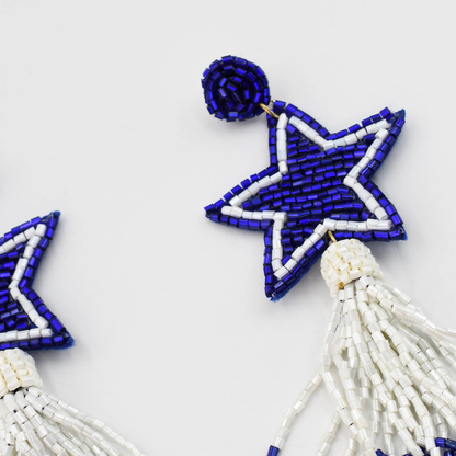 Blue Star and Tassel Earrings S43