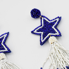 Load image into Gallery viewer, Blue Star and Tassel Earrings
