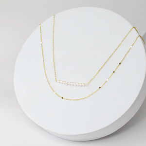 Pearl Bar Layer Necklace I-18