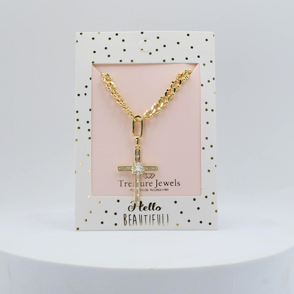 Elegant Cross Gold Necklace I-38