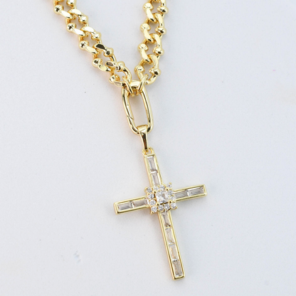 Elegant Cross Gold Necklace I-38