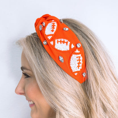 Football Orange/White Headband U60