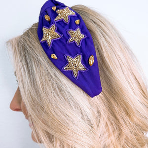 Star Purple/Gold Headband U66