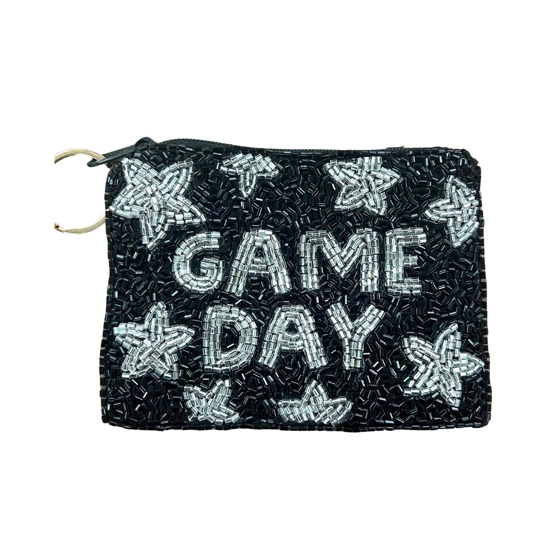 Silver/Black Game Day Keychain Pouch