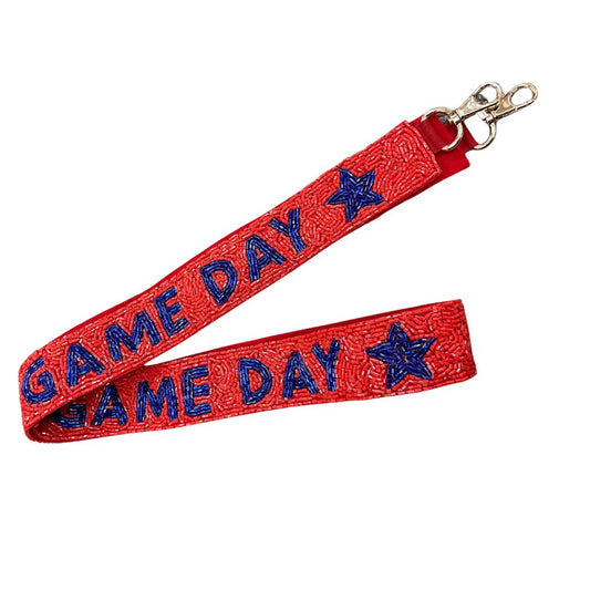 Game Day Blue/Red Beaded Strap