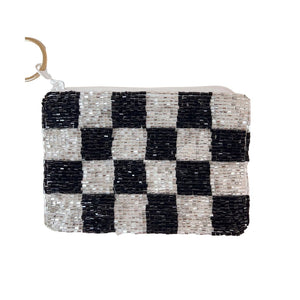 Checkered Black/Silver Keychain Pouch