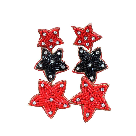 Red/Black Star Earrings S2