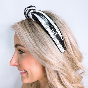 Black/White Sequin Headband U88
