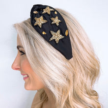 Load image into Gallery viewer, Star Black/Gold Headband U89
