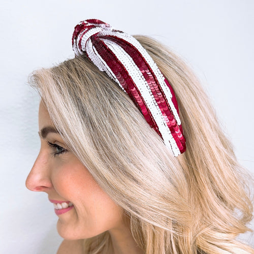 Maroon/White Sequin Headband U48