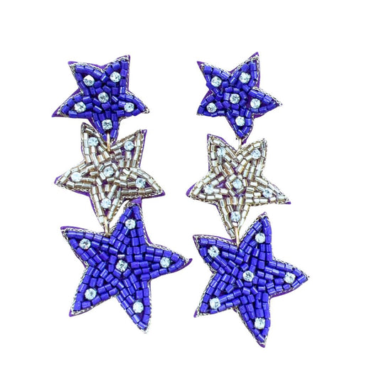 Purple/Gold Star Earrings S7