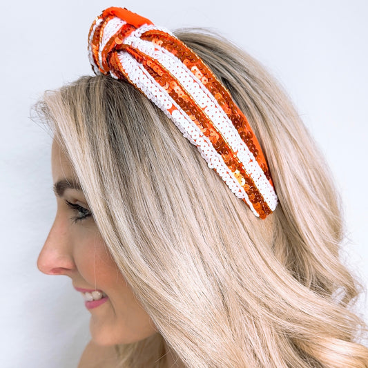 Orange/White Sequin Headband U59