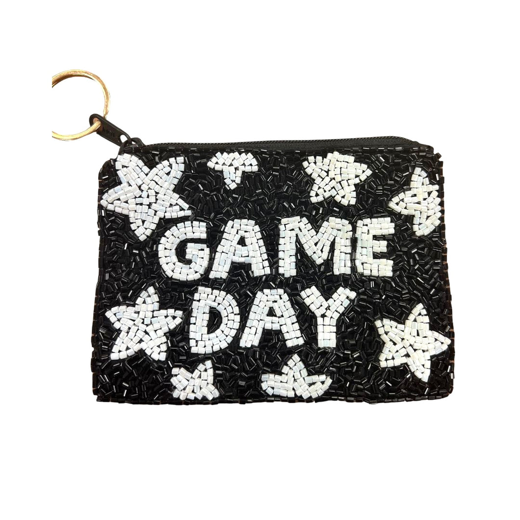 Black/White Game Day Keychain Pouch