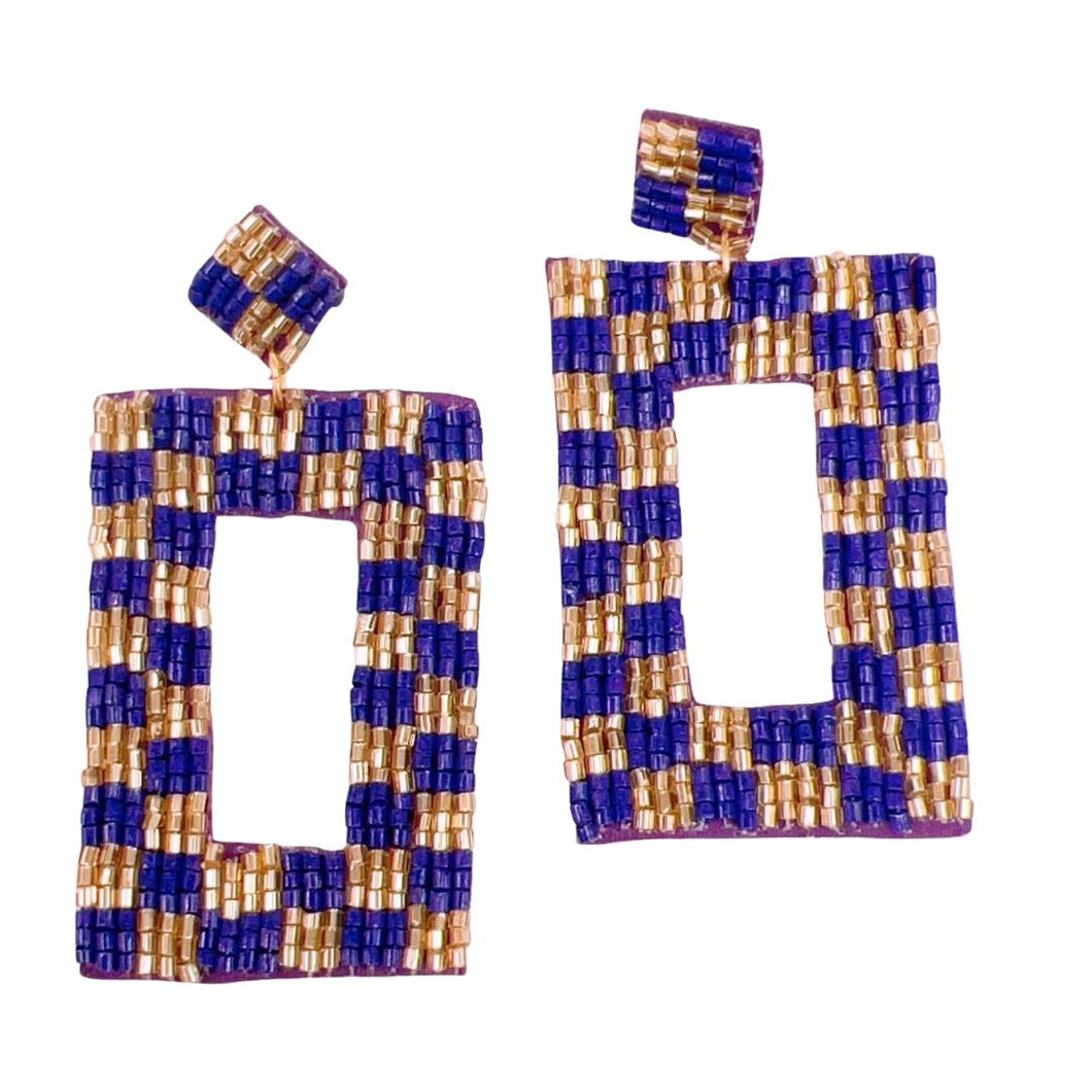 Checkered Purple/Gold Earrings S17