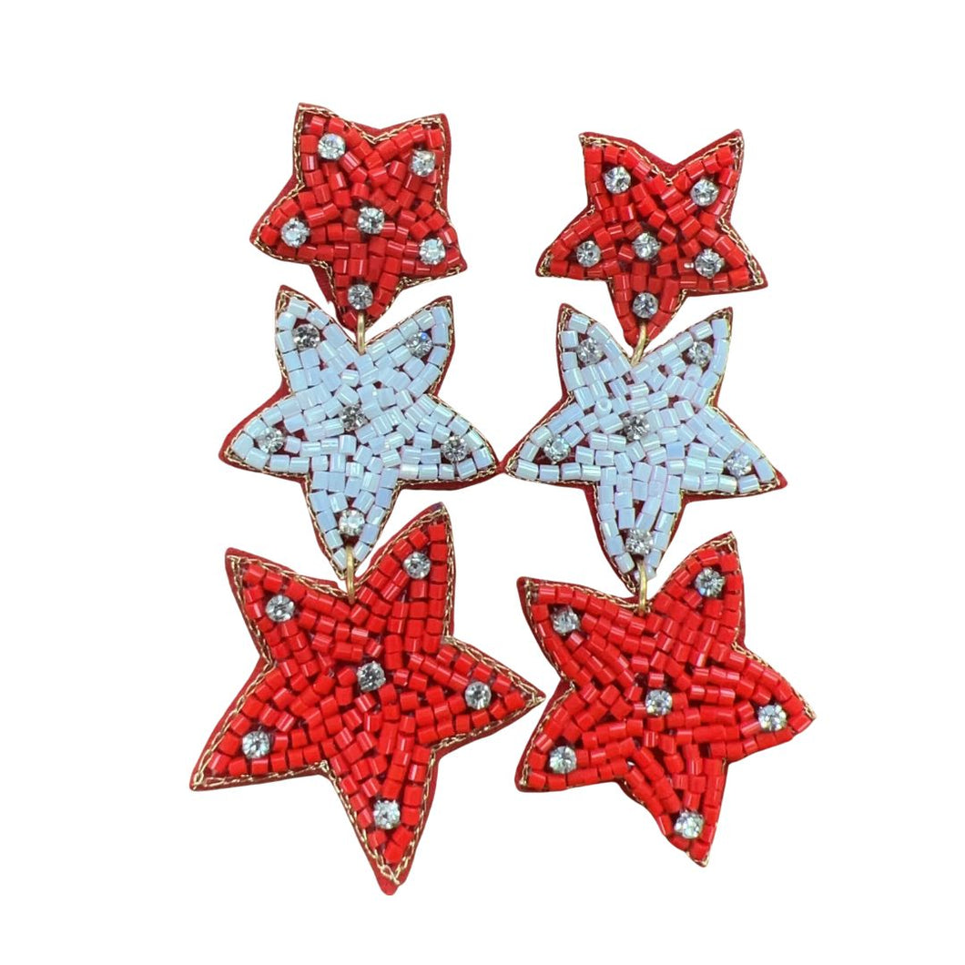Red/White Star Earrings