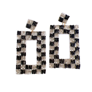 Checkered Black/Silver Earrings