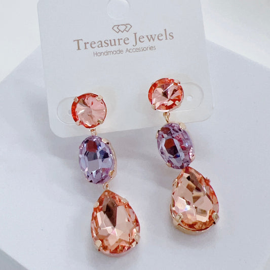 Glamorous Peach Stone Earring E36