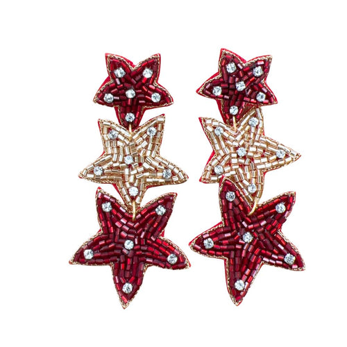 Maroon/Gold Star Earrings S11