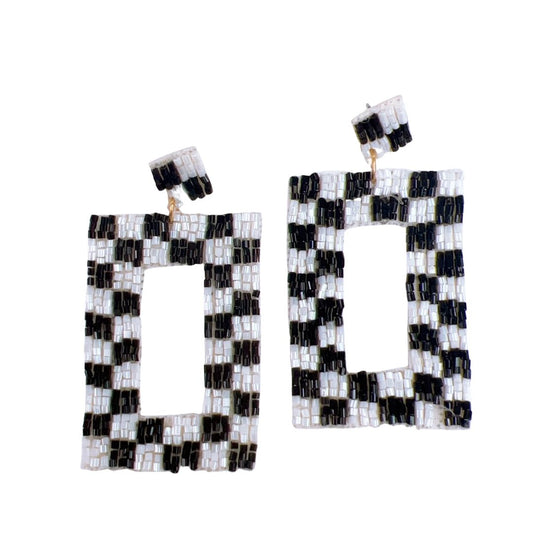 Checkered White/Black Earrings S13