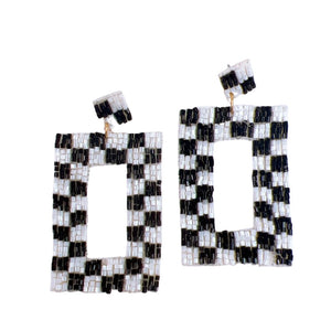 Checkered White/Black Earrings