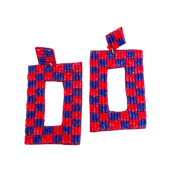 Checkered Red/Blue Earrings S14