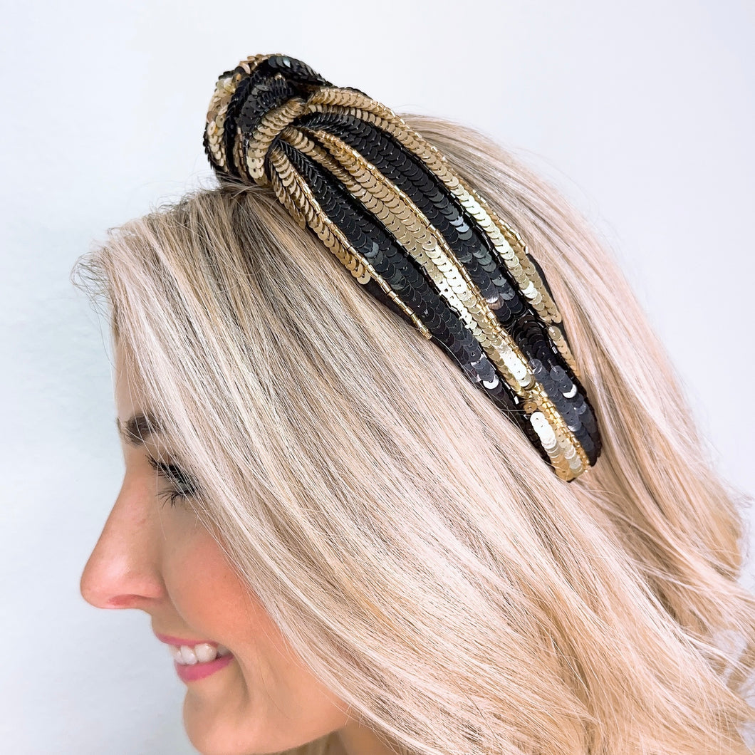 Black/Gold Sequin Headband