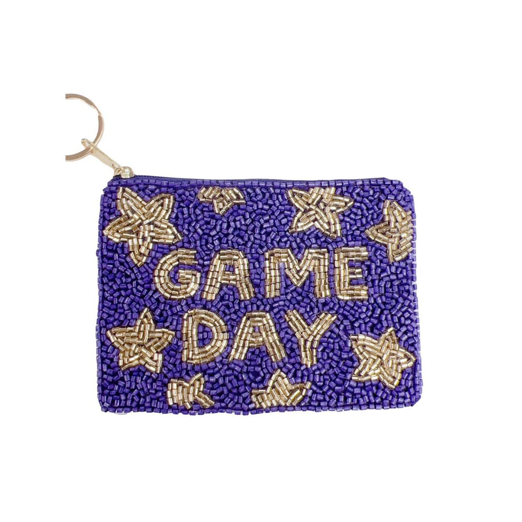 Purple/Gold Game Day Keychain Pouch