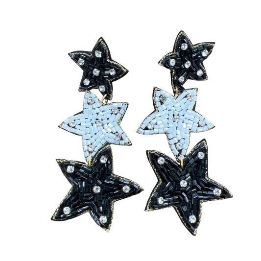 Black/White Star Earrings S4