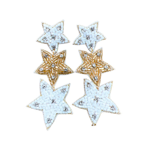 White/Gold Star Earrings S3