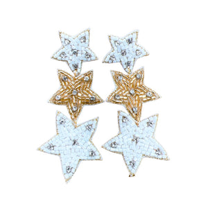 White/Gold Star Earrings