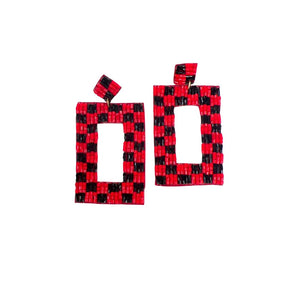 Checkered Red/Black Earrings S12