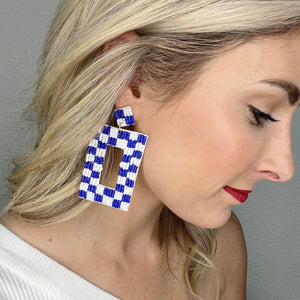 Checkered Blue/White Earrings S17