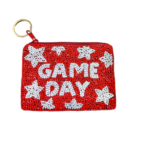 Red/White Game Day Keychain Pouch