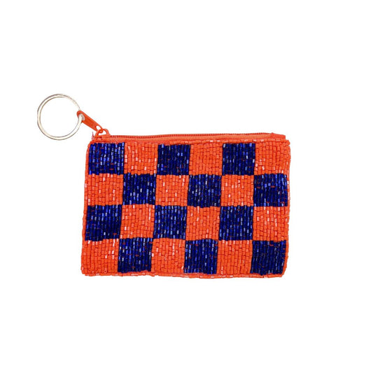 Checkered Orange/Blue Keychain Pouch V2