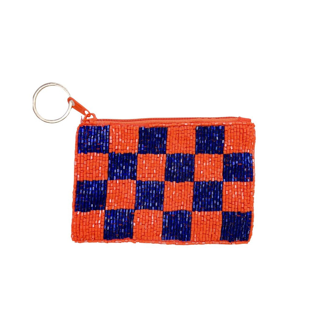 Checkered Orange/Blue Keychain Pouch