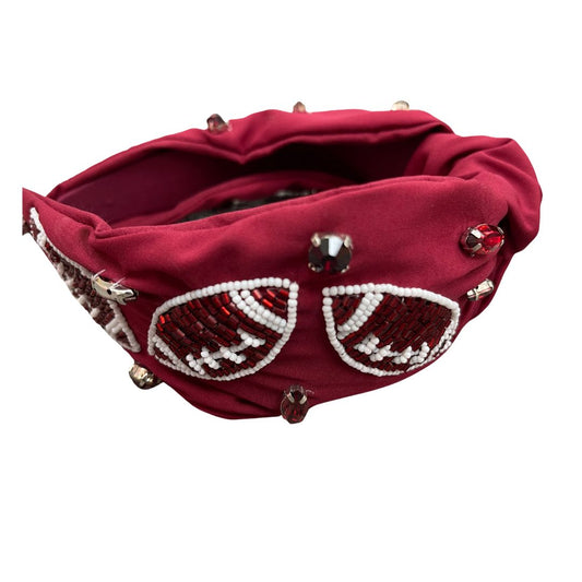 Football Maroon/White Headband U66