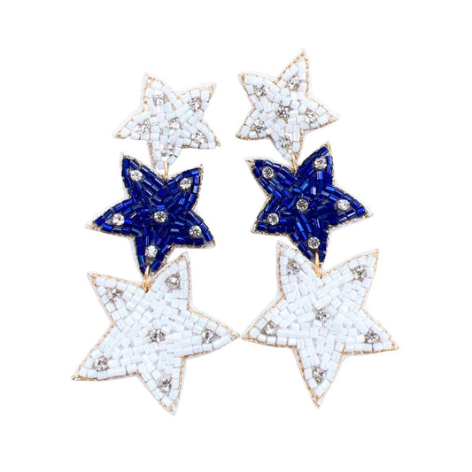 White/Blue Star Earrings S3