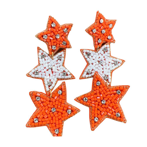 White/Orange Star Earrings S6