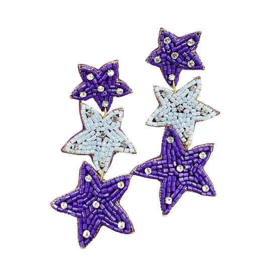 Purple/White Star Earrings S1