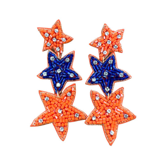 Orange/Blue Star Earrings S8